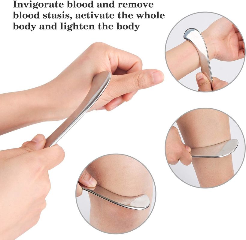 Guasha herramienta de masaje, herramienta de raspado de acero inoxidable para raspado de tejidos blandos, herramienta de masaje de actualización, terapia física